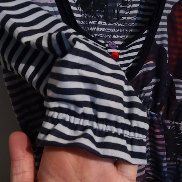 Striped Desigual midi dress with watercolor detail - Picture 3 of 4